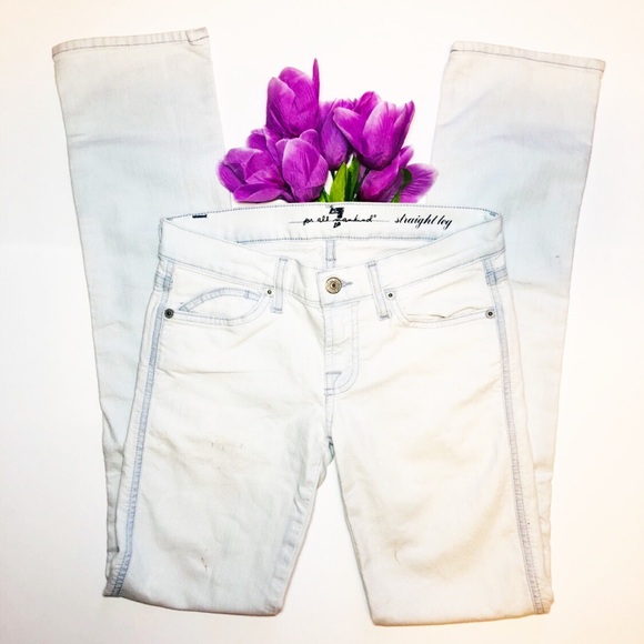 7 For All Mankind Denim - 7FAM White Bleached Straight Leg Jeans 25